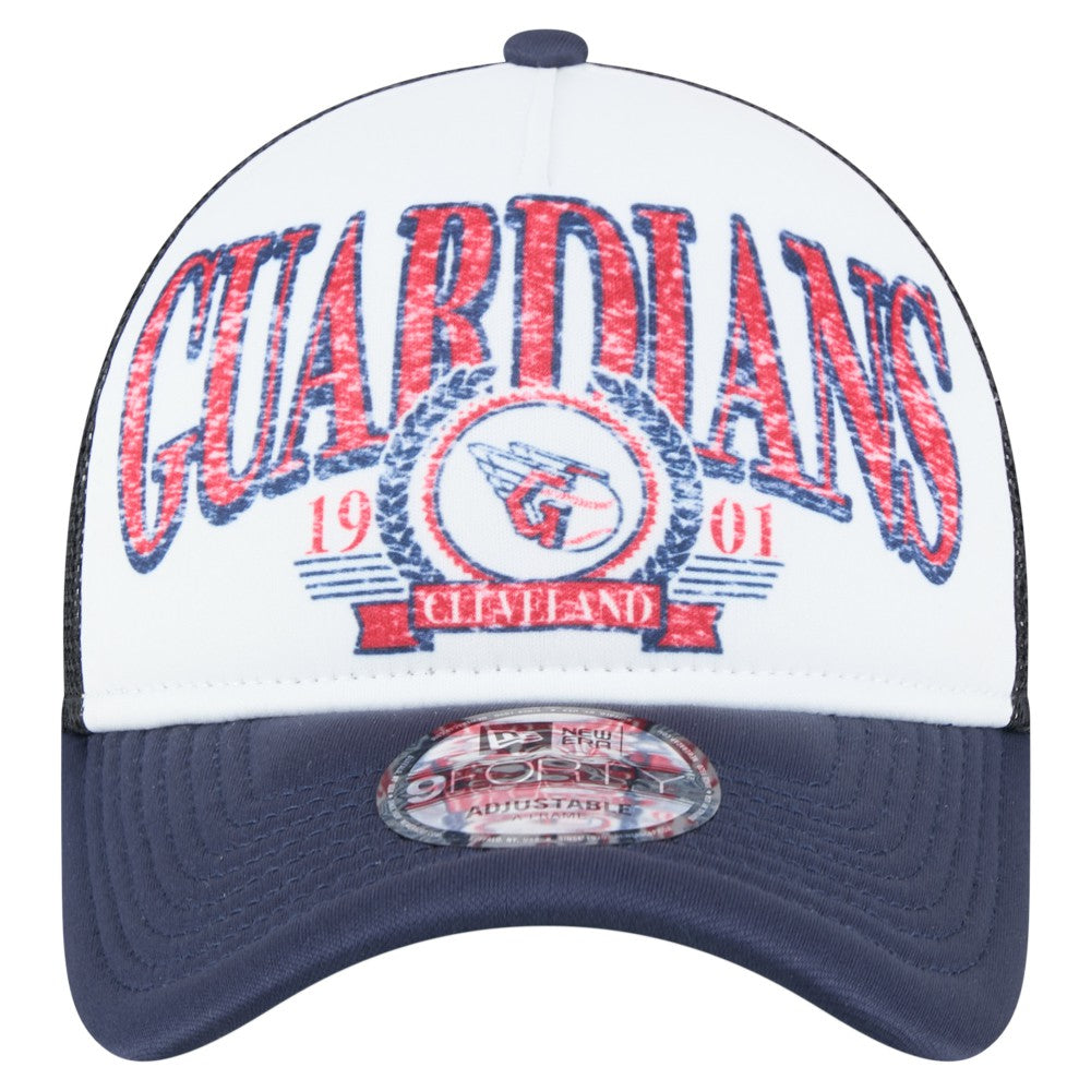 Cleveland Guardians New Era Distressed 9FORTY A-Frame Adjustable Trucker Hat - MLB