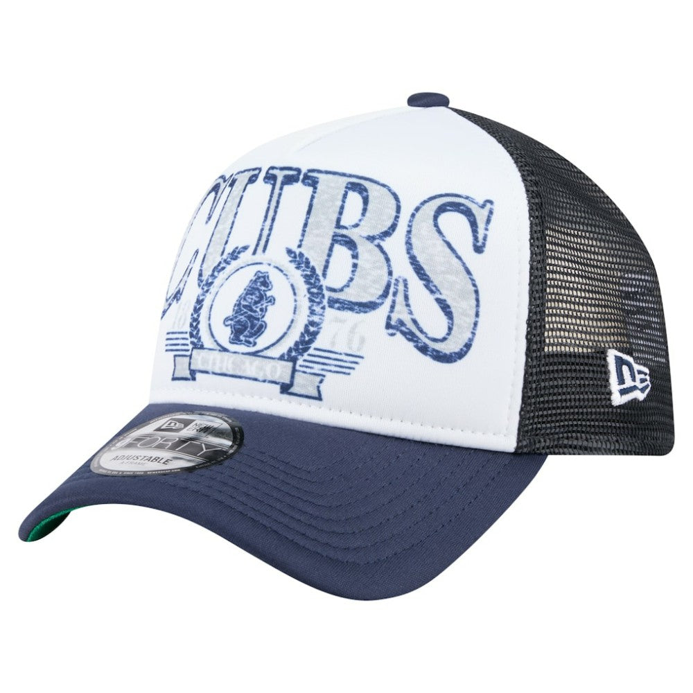 Chicago Cubs New Era Distressed 9FORTY A-Frame Adjustable Trucker Hat - MLB