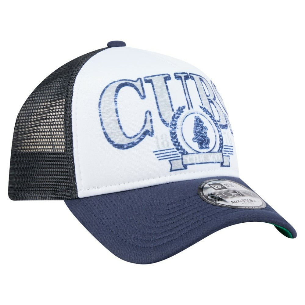 Chicago Cubs New Era Distressed 9FORTY A-Frame Adjustable Trucker Hat - MLB