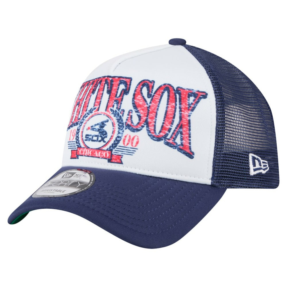 Chicago White Sox New Era Distressed 9FORTY A-Frame Adjustable Trucker Hat - MLB
