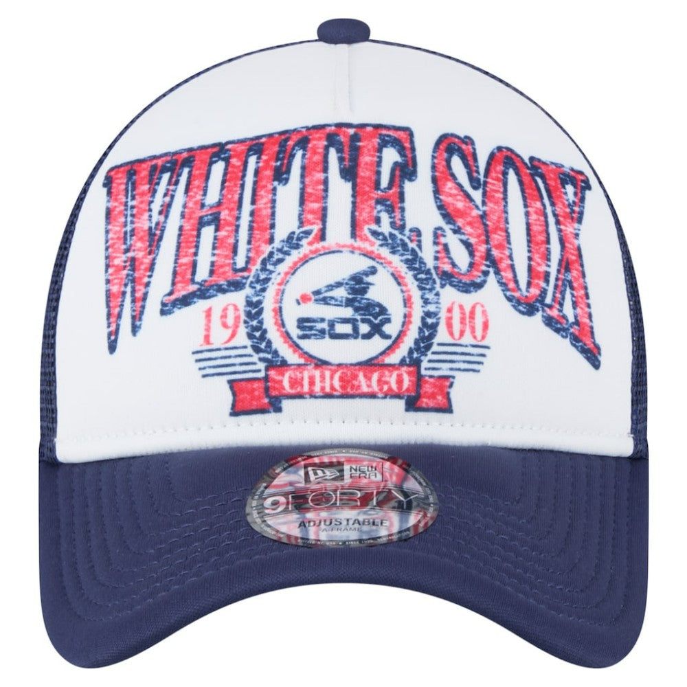 Chicago White Sox New Era Distressed 9FORTY A-Frame Adjustable Trucker Hat - MLB