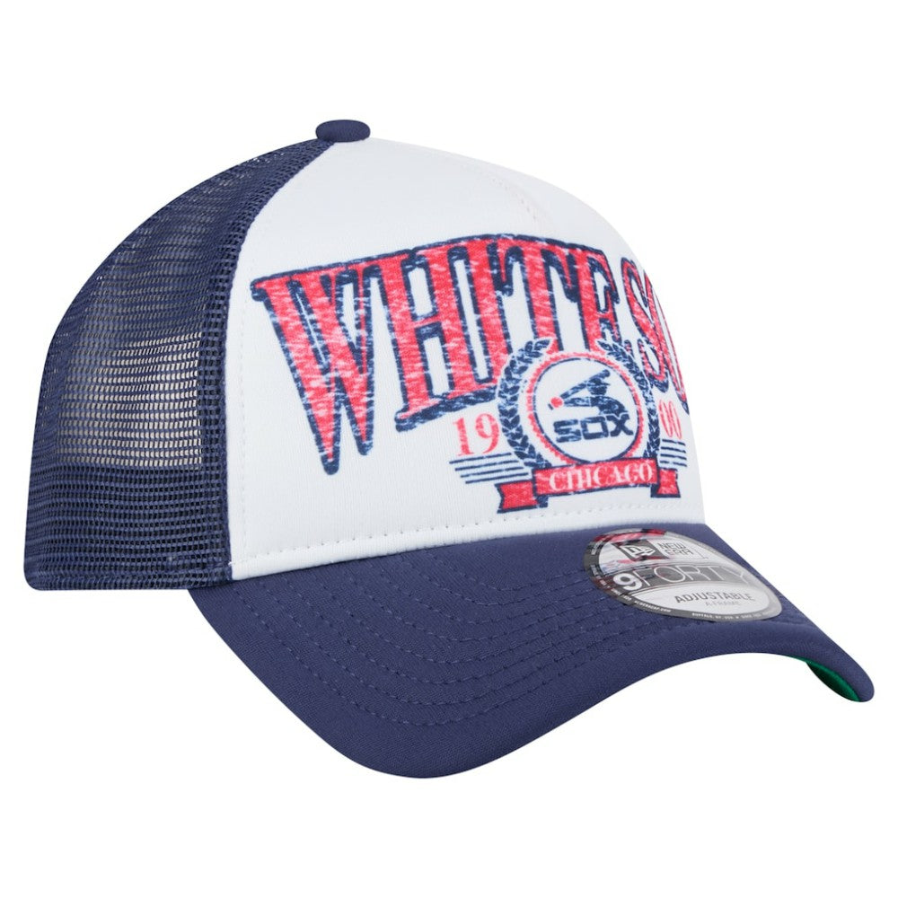 Chicago White Sox New Era Distressed 9FORTY A-Frame Adjustable Trucker Hat - MLB