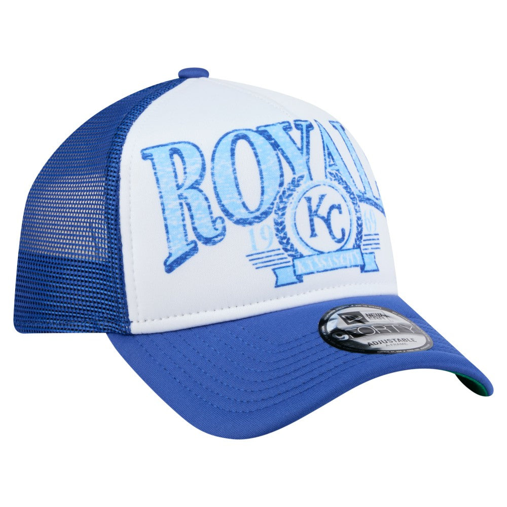 Kansas City Royals New Era Distressed 9FORTY A-Frame Adjustable Trucker Hat - MLB