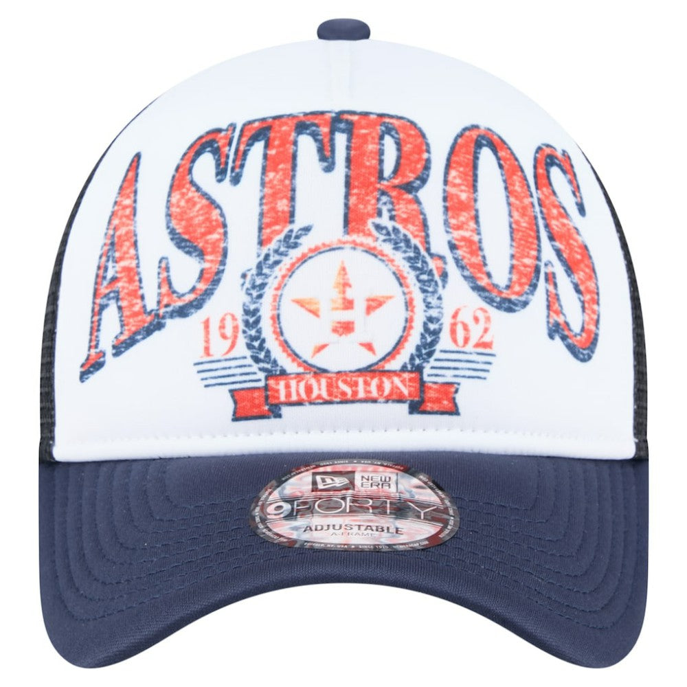 Houston Astros New Era Distressed 9FORTY A-Frame Adjustable Trucker Hat - MLB