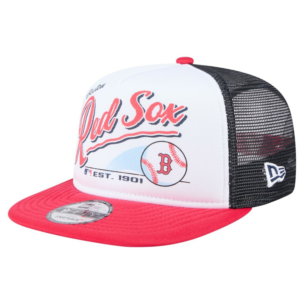 Boston Red Sox New Era Retro Script Trucker 9FIFTY Snapback Hat - MLB