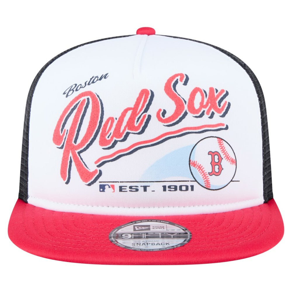 Boston Red Sox New Era Retro Script Trucker 9FIFTY Snapback Hat - MLB