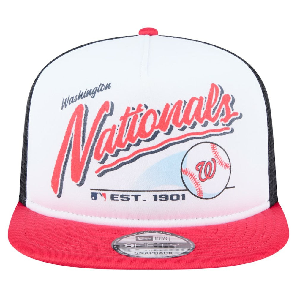 Washington Nationals New Era Retro Script Trucker 9FIFTY Snapback Hat - MLB