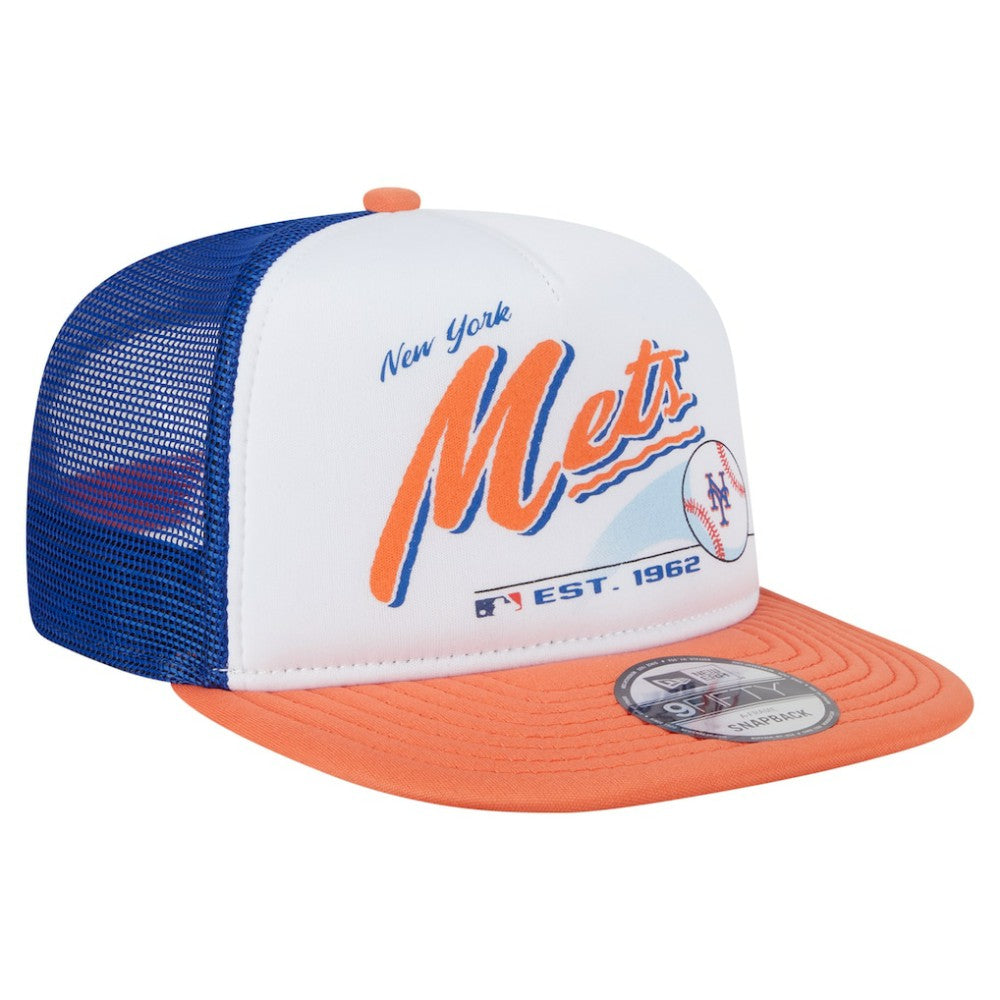 New York Mets New Era Retro Script Trucker 9FIFTY Snapback Hat - MLB
