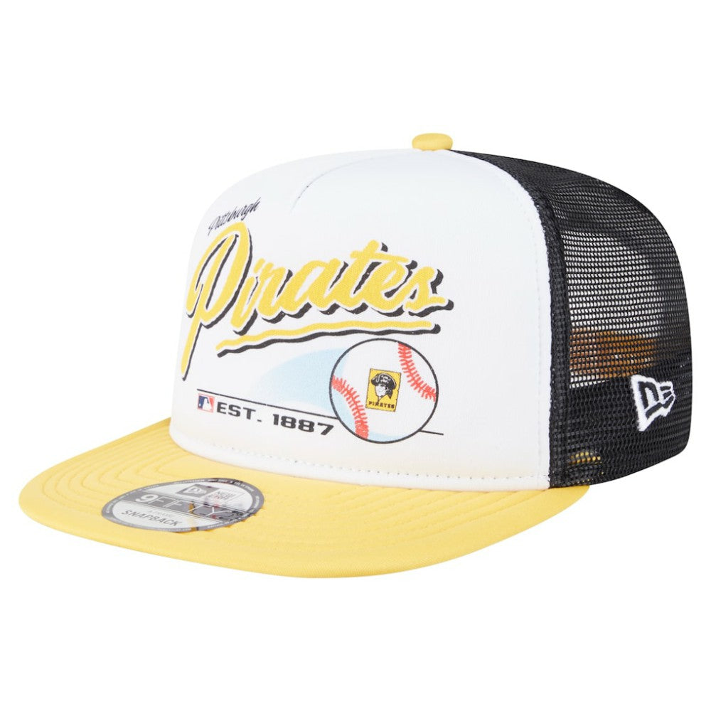 Pittsburgh Pirates New Era Retro Script Trucker 9FIFTY Snapback Hat - MLB
