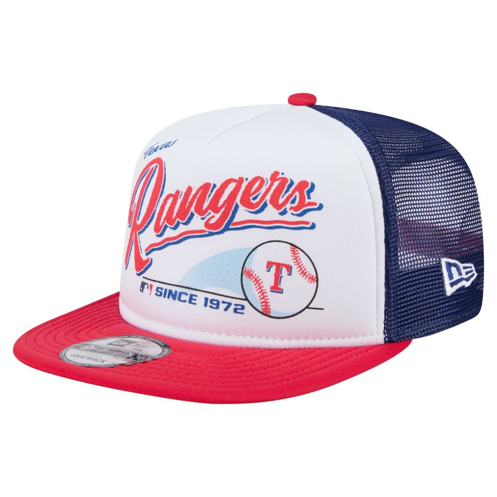 Texas Rangers New Era Retro Script Trucker 9FIFTY Snapback Hat - MLB