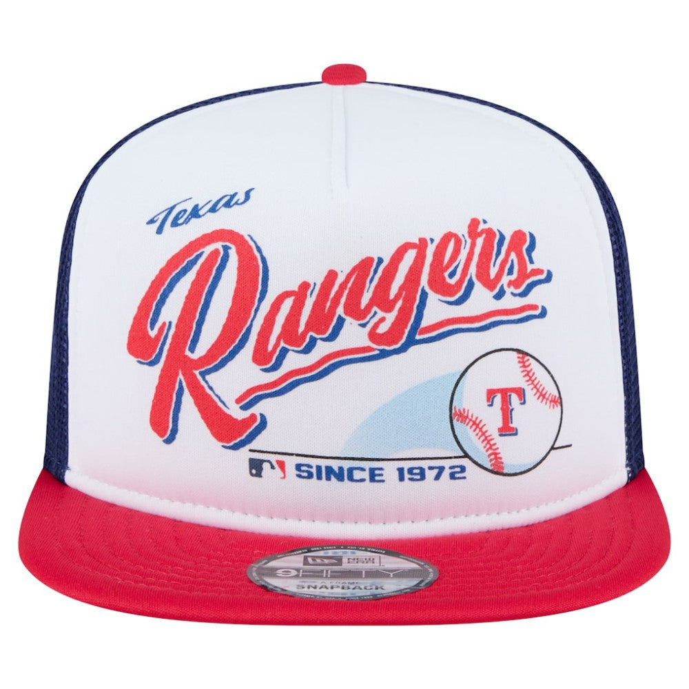 Texas Rangers New Era Retro Script Trucker 9FIFTY Snapback Hat - MLB