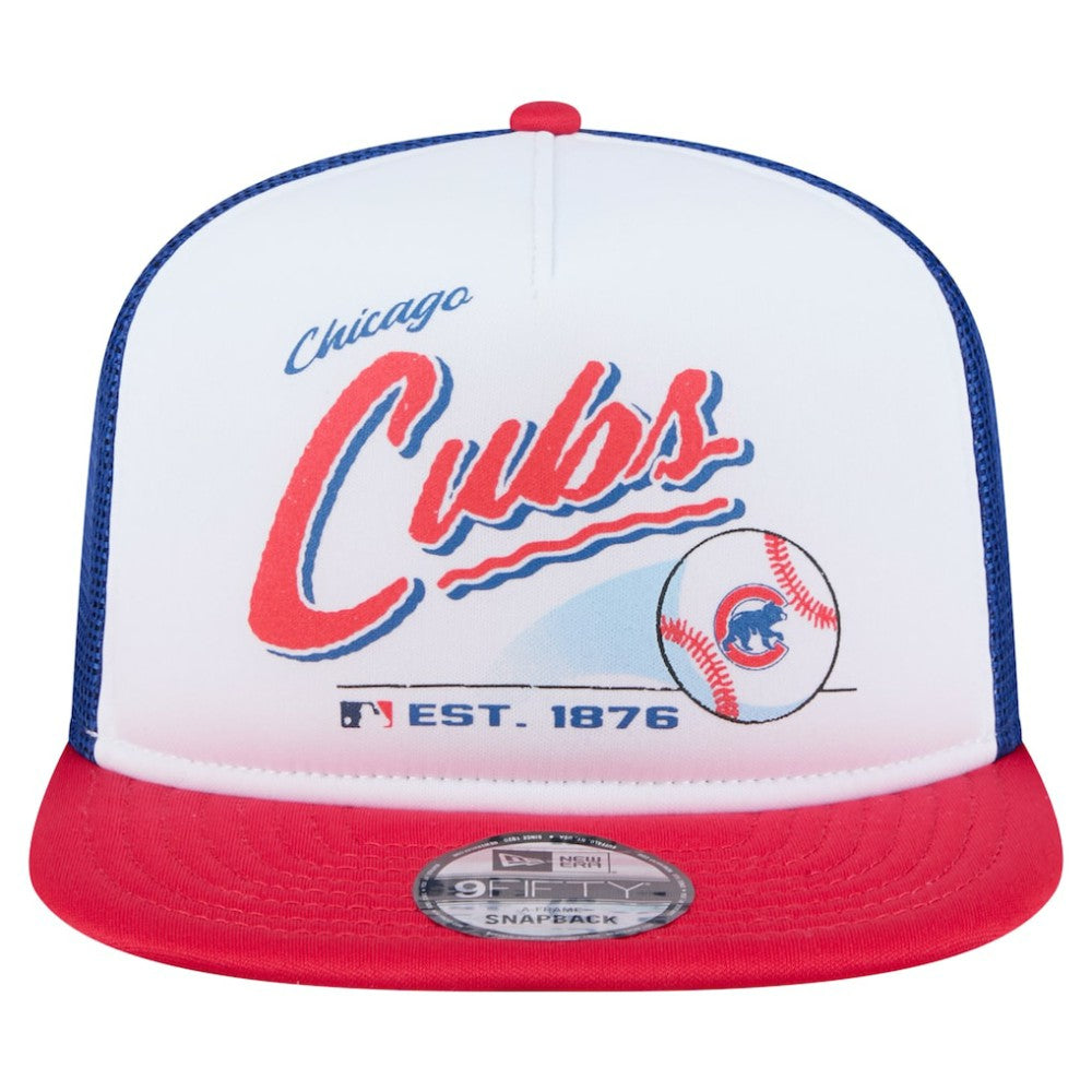 Chicago Cubs New Era Retro Script Trucker 9FIFTY Snapback Hat - MLB