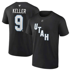 Clayton Keller Utah Mammoth Fanatics Authentic Stack Name & Number T-Shirt - Black - NHL