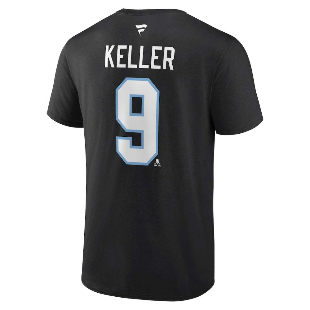 Clayton Keller Utah Mammoth Fanatics Authentic Stack Name & Number T-Shirt - Black - NHL