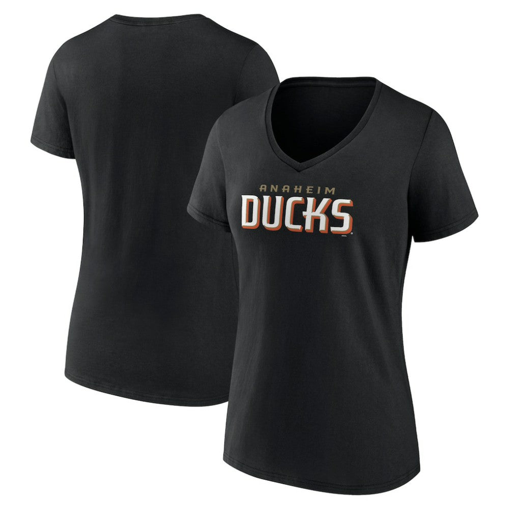 Anaheim Ducks Women's Wordmark V-Neck T-Shirt – Black - NHL