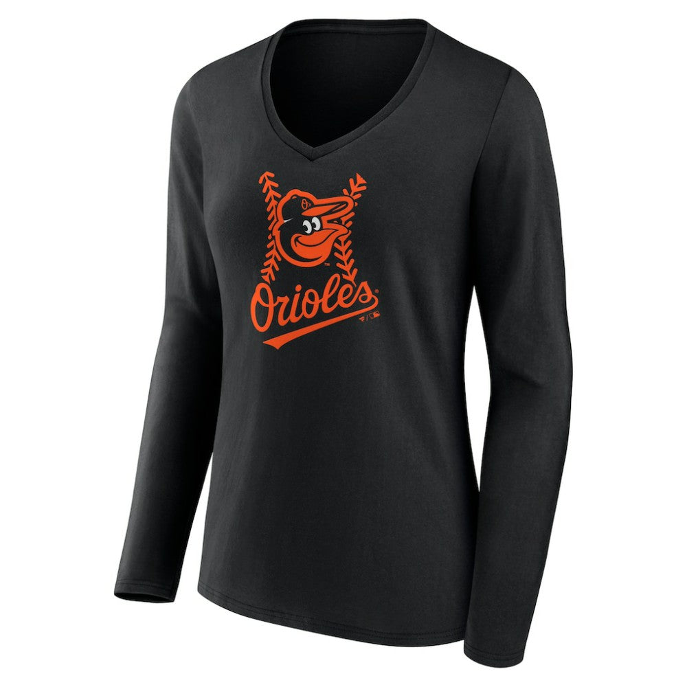 Baltimore Orioles Women's Fastball Long Sleeve V-Neck T-Shirt - MLB