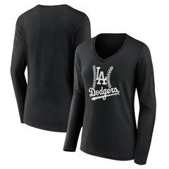 Los Angeles Dodgers Women's Fastball Long Sleeve V-Neck T-Shirt - MLB