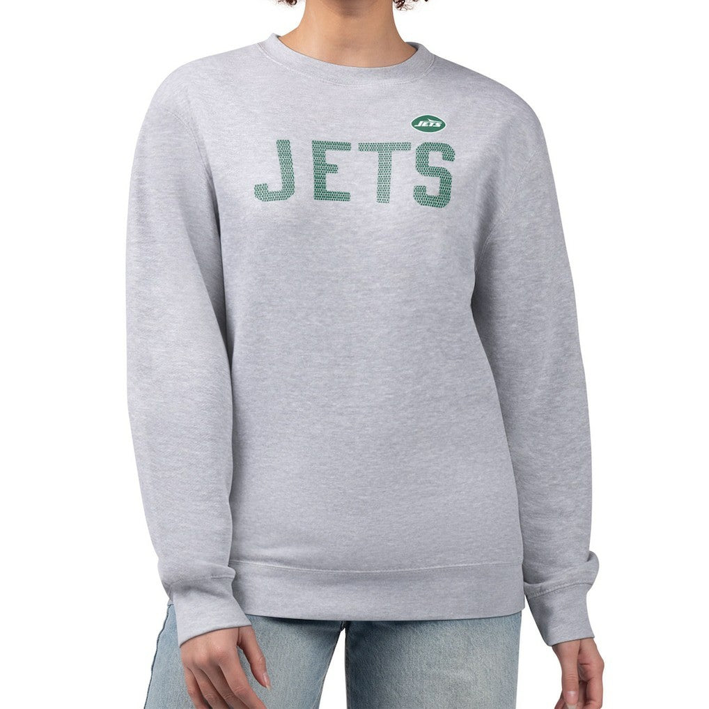 New York Jets G-III 4Her by Carl Banks Women's Dot Print Fleece Pullover Sweatshirt Heather Gray | NFL