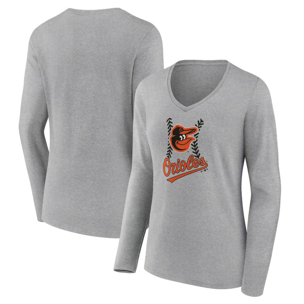 Baltimore Orioles Women's Fastball Long Sleeve V-Neck T-Shirt - MLB