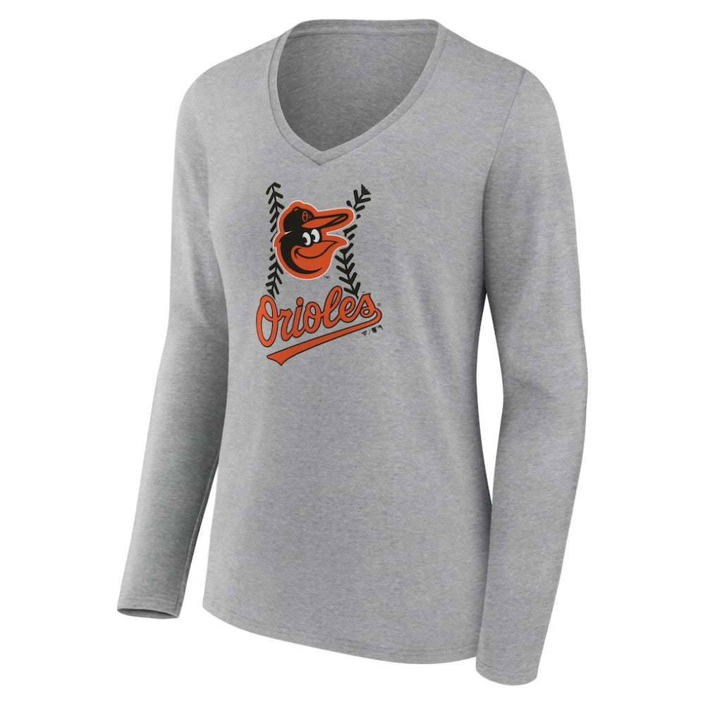 Baltimore Orioles Women's Fastball Long Sleeve V-Neck T-Shirt - MLB