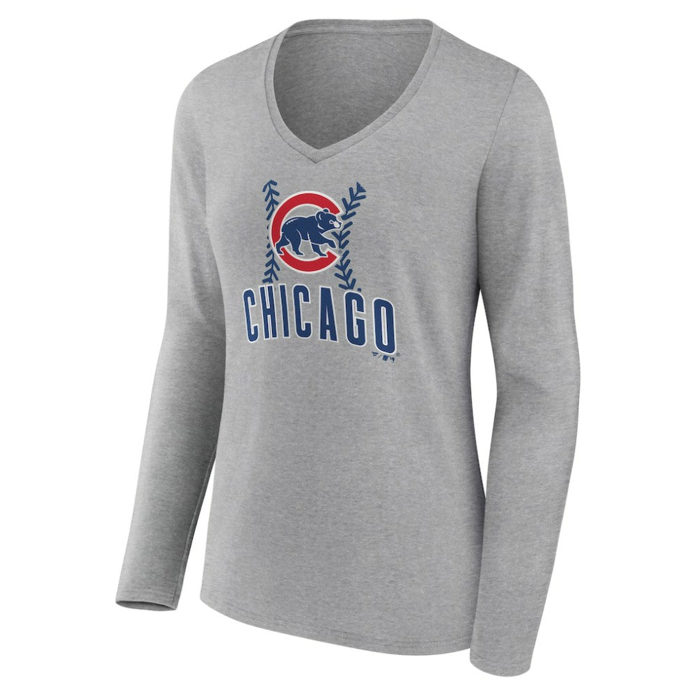 Chicago Cubs Women's Fastball Long Sleeve V-Neck T-Shirt - MLB