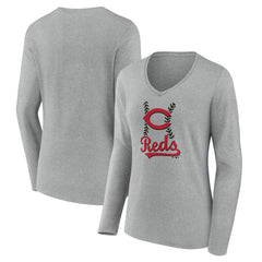 Cincinnati Reds Women's Fastball Long Sleeve V-Neck T-Shirt - MLB