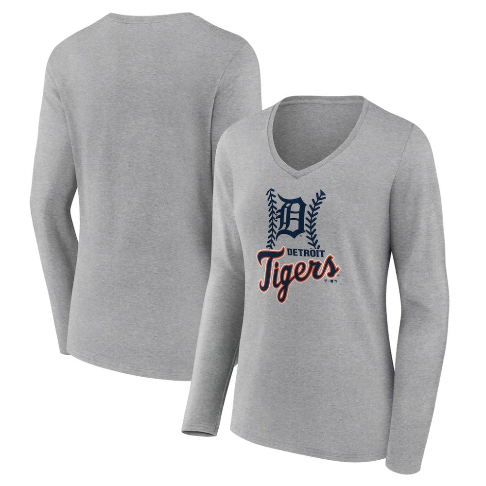 Detroit Tigers Women's Fastball Long Sleeve V-Neck T-Shirt - MLB
