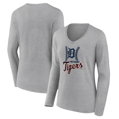 Detroit Tigers Women's Fastball Long Sleeve V-Neck T-Shirt - MLB