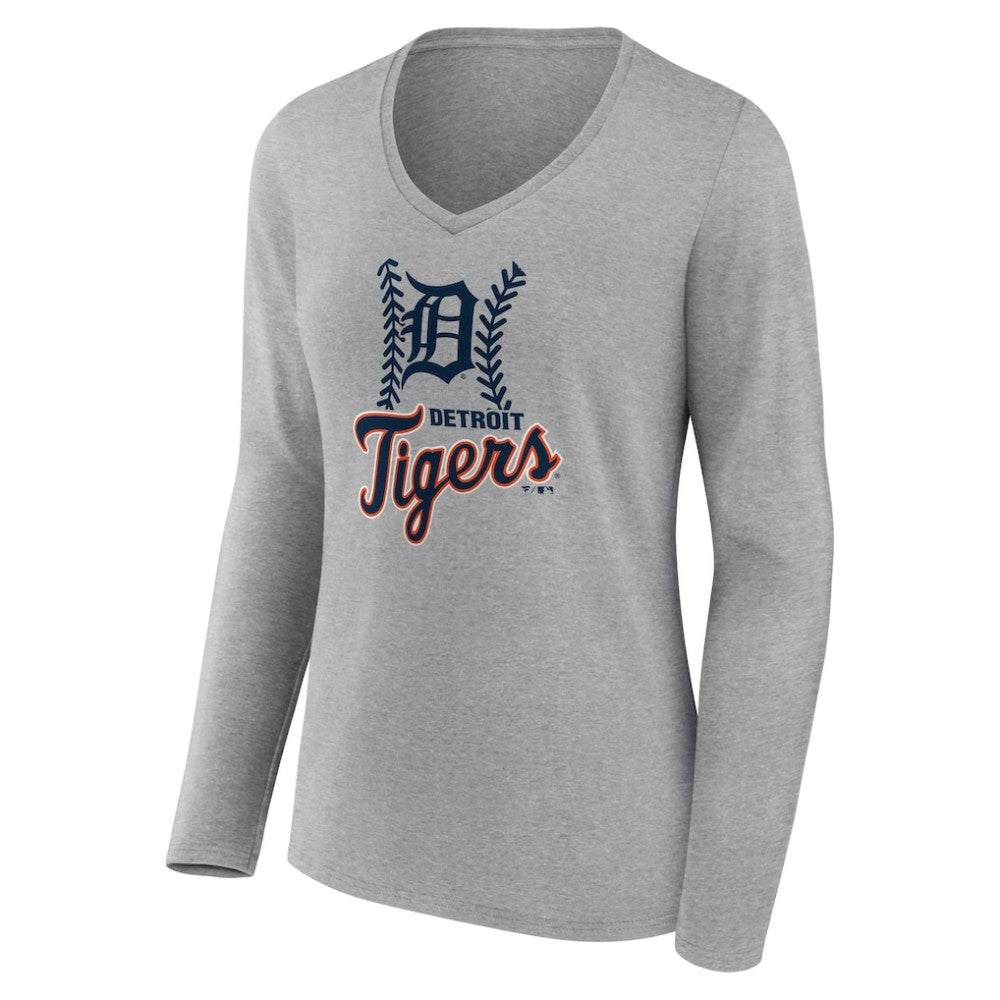 Detroit Tigers Women's Fastball Long Sleeve V-Neck T-Shirt - MLB