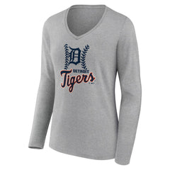Detroit Tigers Women's Fastball Long Sleeve V-Neck T-Shirt - MLB