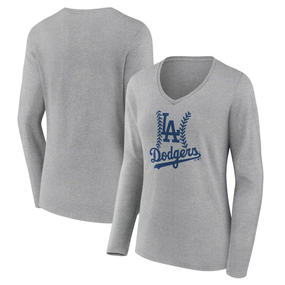 Los Angeles Dodgers Women's Fastball Long Sleeve V-Neck T-Shirt - MLB
