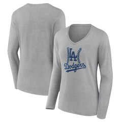 Los Angeles Dodgers Women's Fastball Long Sleeve V-Neck T-Shirt - MLB