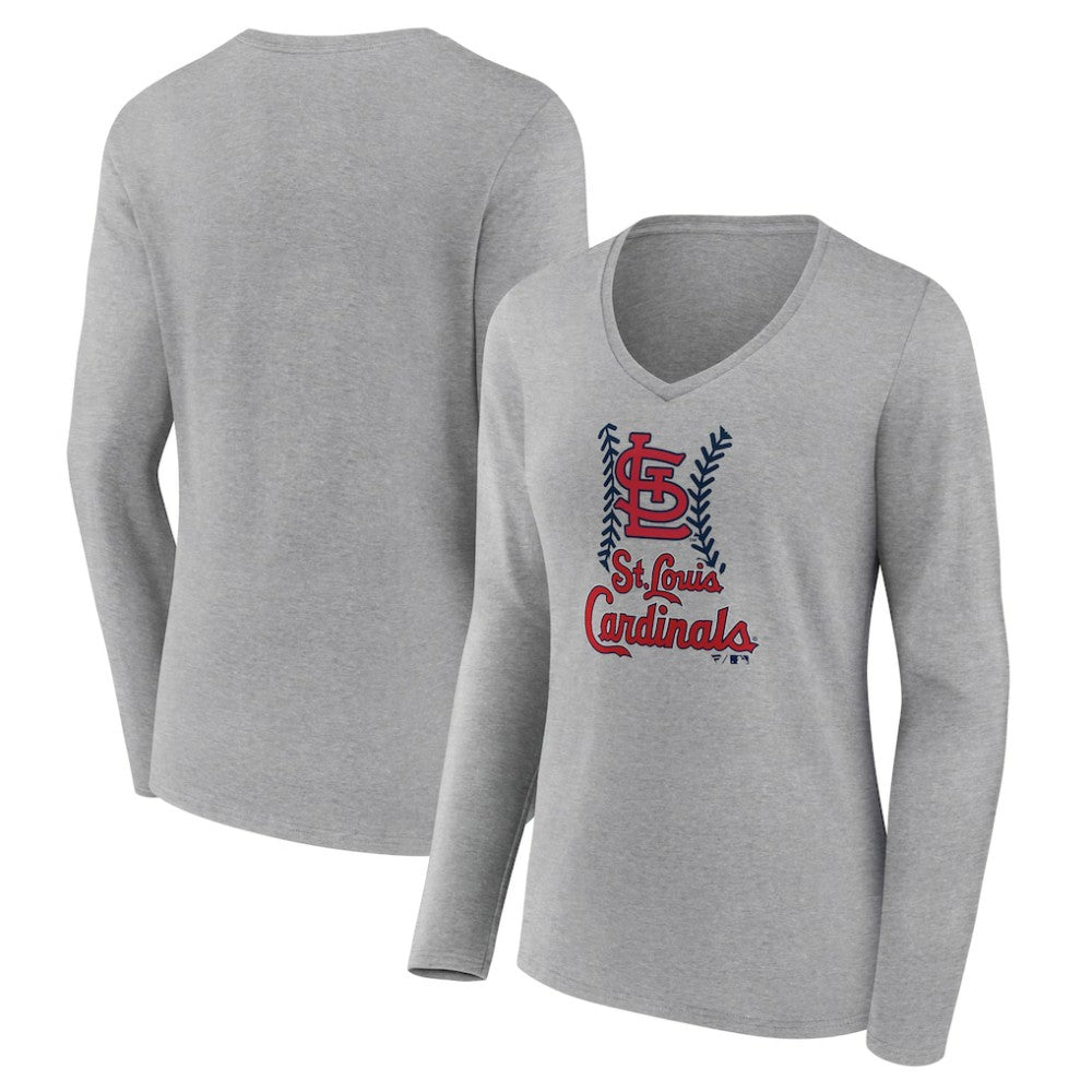 St. Louis Cardinals Women's Fastball Long Sleeve V-Neck T-Shirt - MLB
