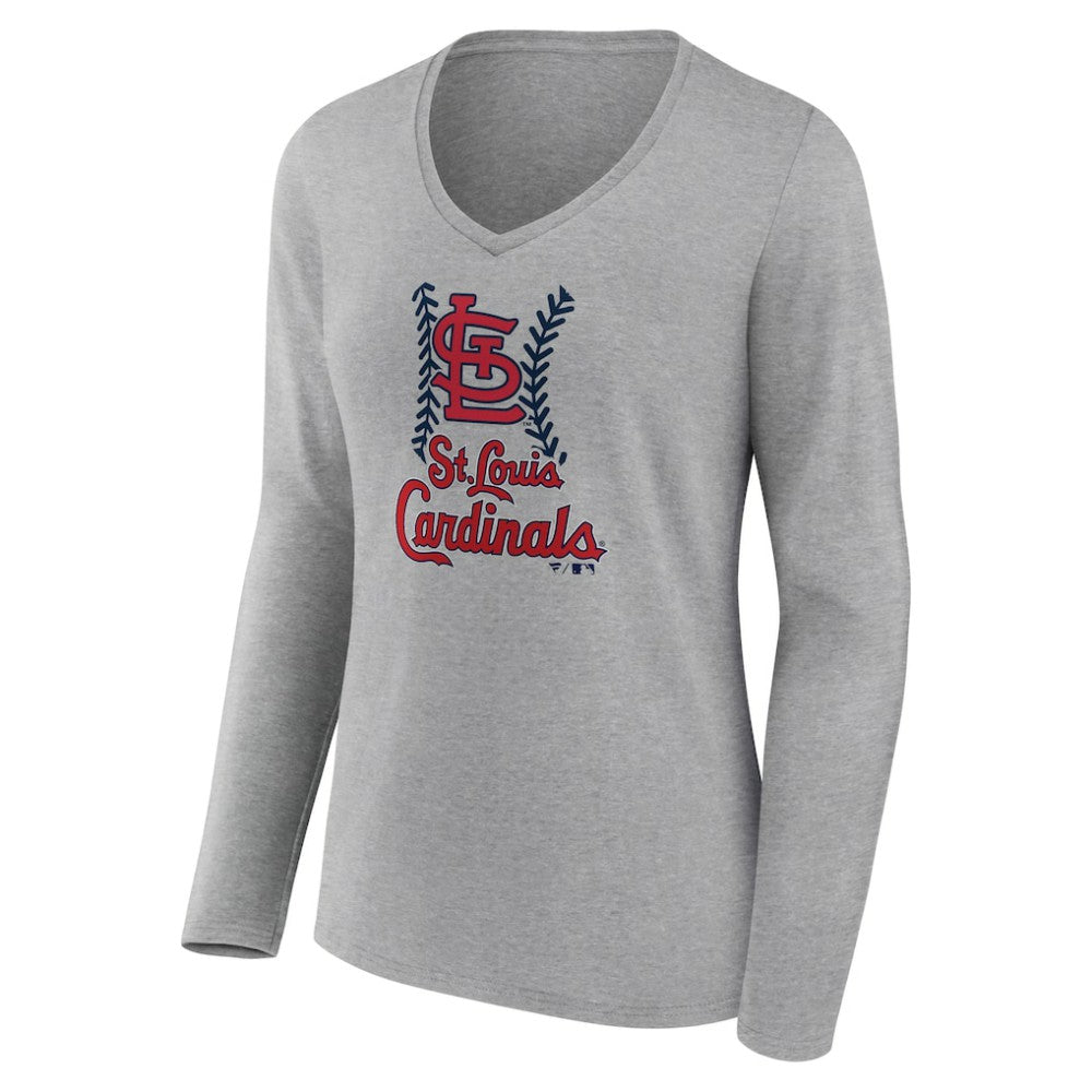 St. Louis Cardinals Women's Fastball Long Sleeve V-Neck T-Shirt - MLB