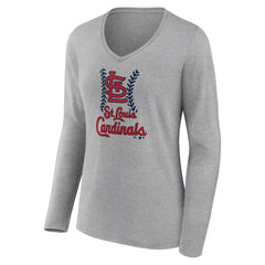 St. Louis Cardinals Women's Fastball Long Sleeve V-Neck T-Shirt - MLB