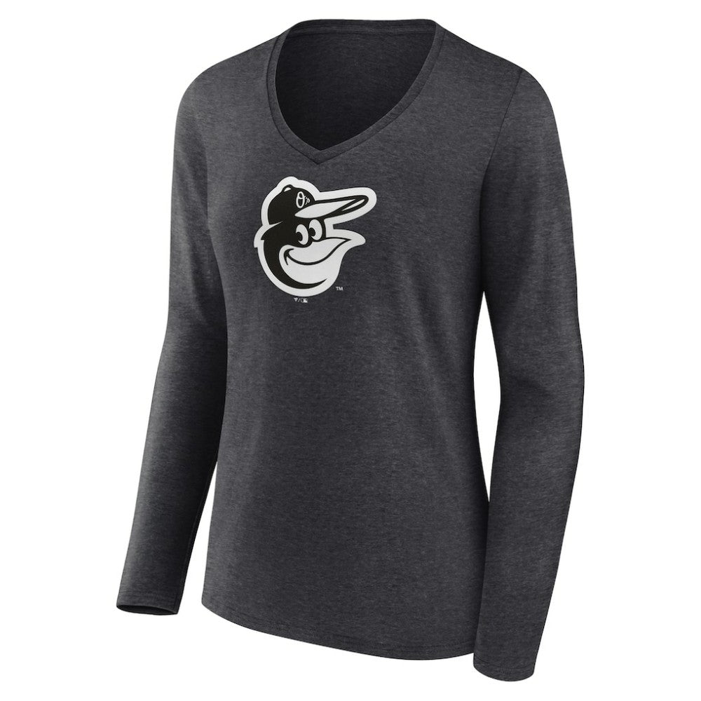 Baltimore Orioles Women's Monochrome Long Sleeve V-Neck T-Shirt - MLB