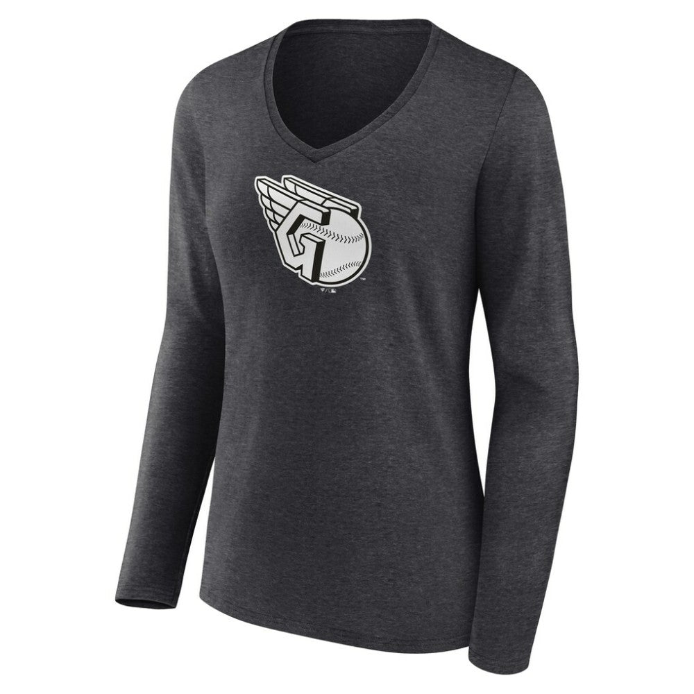 Cleveland Guardians Women's Monochrome Long Sleeve V-Neck T-Shirt - MLB