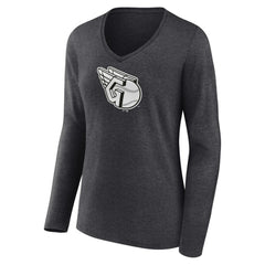 Cleveland Guardians Women's Monochrome Long Sleeve V-Neck T-Shirt - MLB