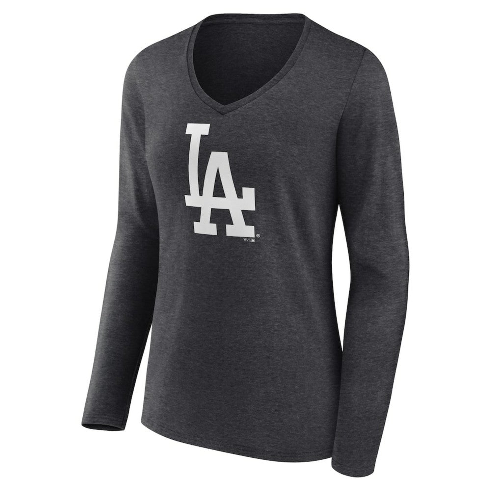 Los Angeles Dodgers Women's Monochrome Long Sleeve V-Neck T-Shirt - MLB