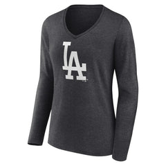 Los Angeles Dodgers Women's Monochrome Long Sleeve V-Neck T-Shirt - MLB