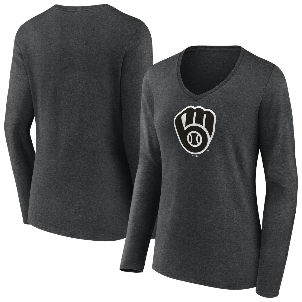 Milwaukee Brewers Women's Monochrome Long Sleeve V-Neck T-Shirt - MLB