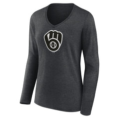 Milwaukee Brewers Women's Monochrome Long Sleeve V-Neck T-Shirt - MLB
