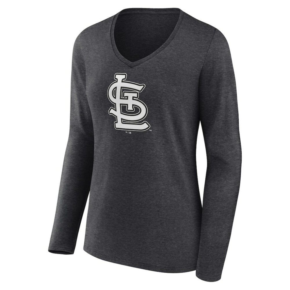St. Louis Cardinals Women's Monochrome Long Sleeve V-Neck T-Shirt - MLB