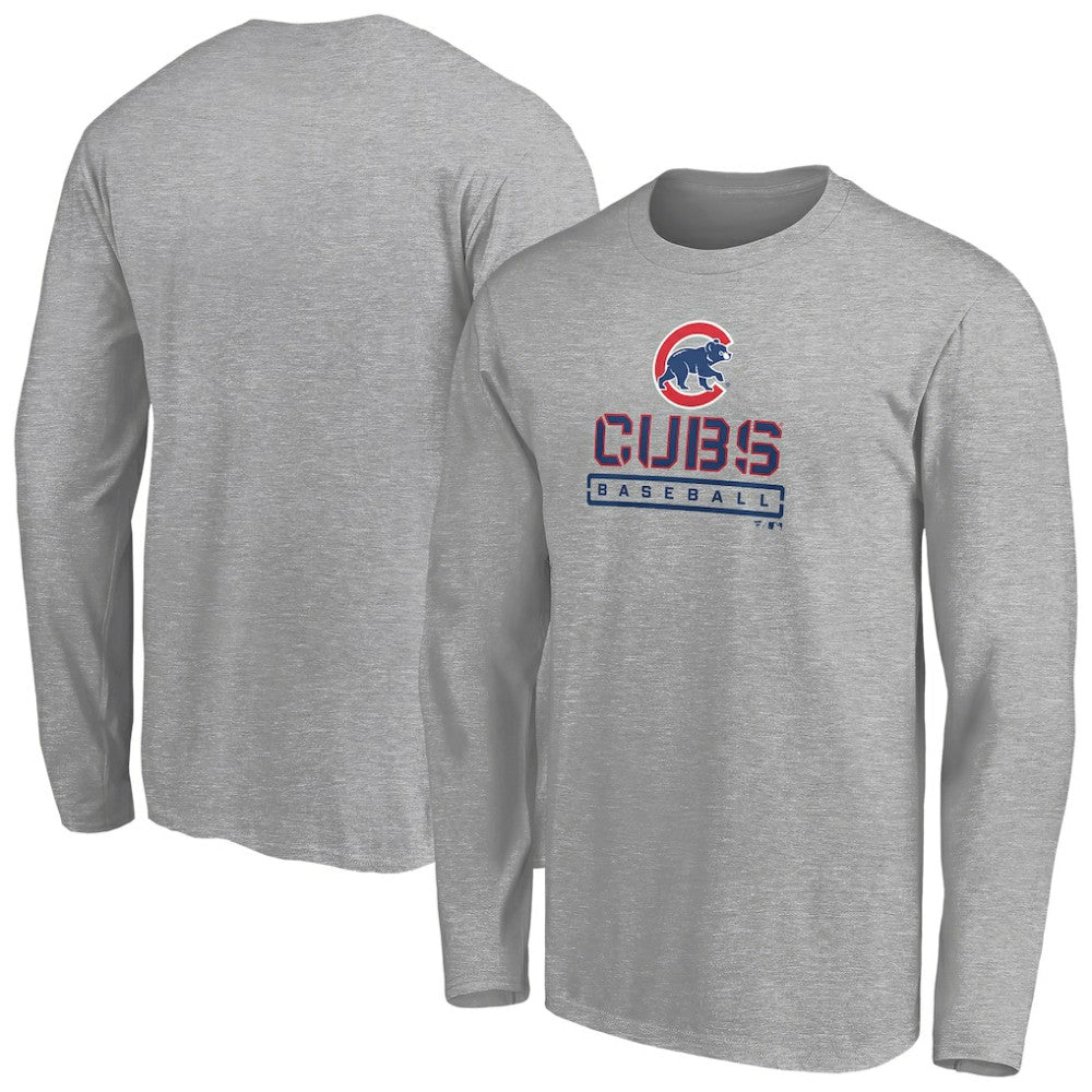 Chicago Cubs Evanston Stencil Long Sleeve T-Shirt - MLB
