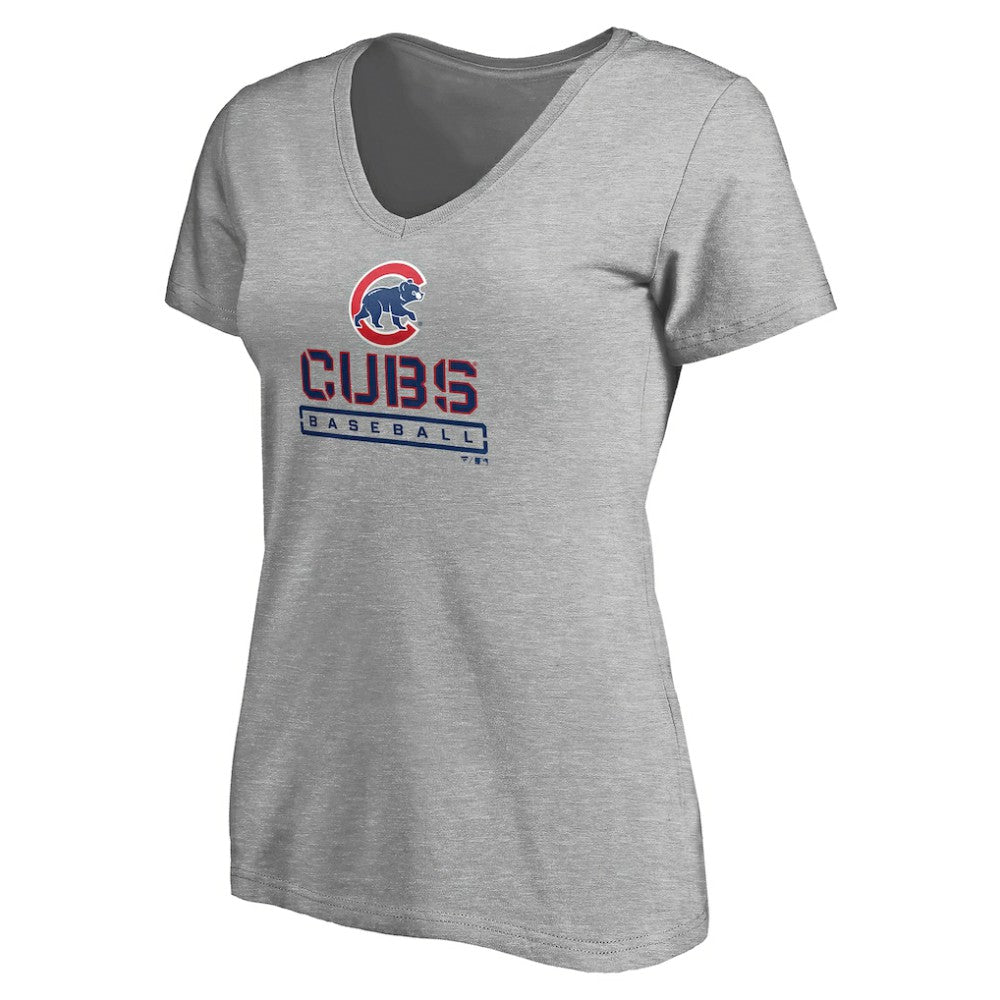 Chicago Cubs Women's Evanston Stencil V-Neck T-Shirt - MLB