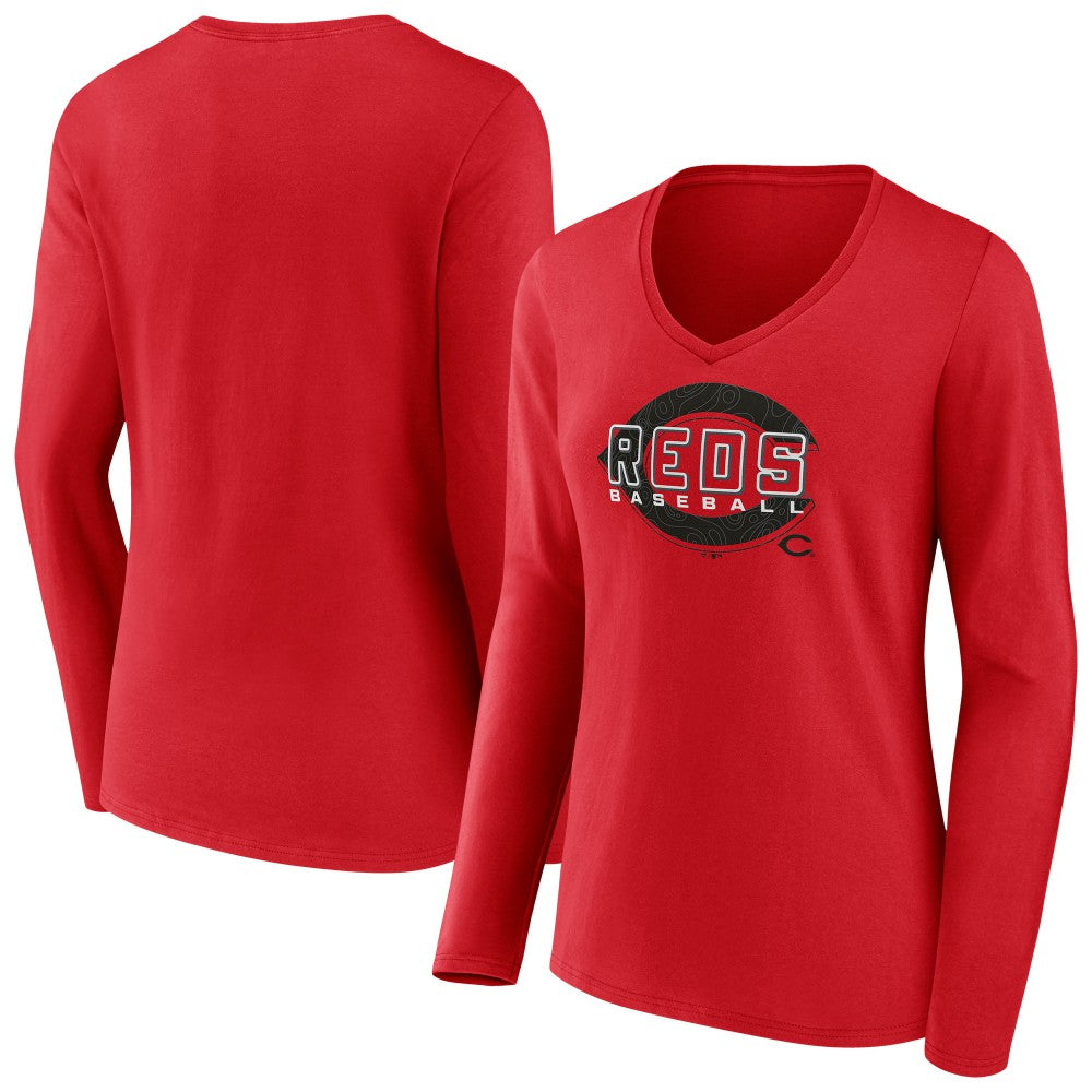 Cincinnati Reds Women's Stellar Long Sleeve V-Neck T-Shirt - MLB