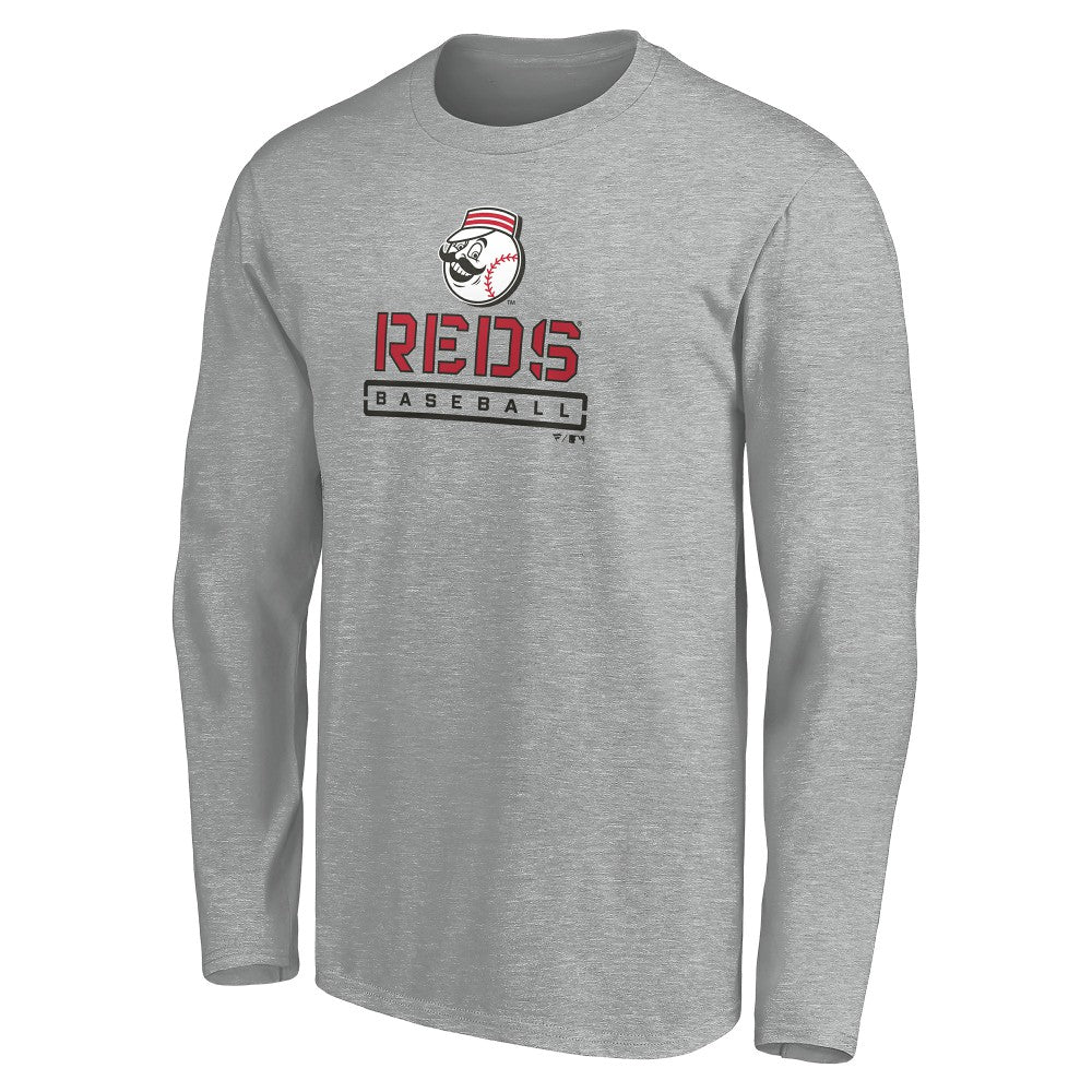 Cincinnati Reds Evanston Stencil Long Sleeve T-Shirt - MLB