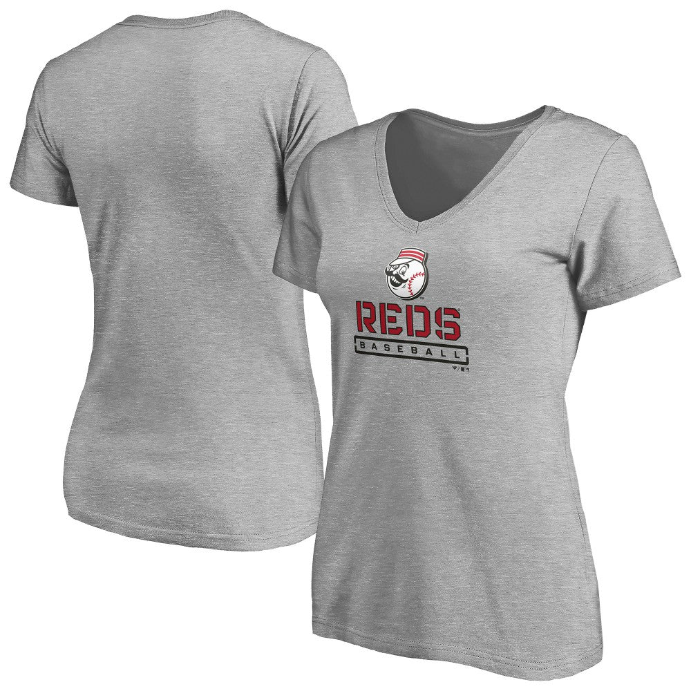 Cincinnati Reds Women's Evanston Stencil V-Neck T-Shirt - MLB