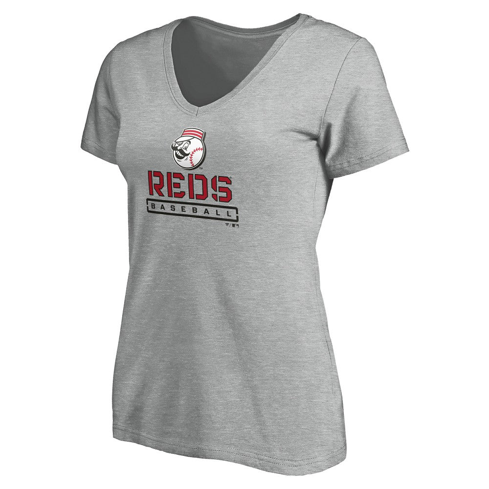 Cincinnati Reds Women's Evanston Stencil V-Neck T-Shirt - MLB