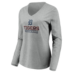 Detroit Tigers Women's Evanston Stencil Long Sleeve V-Neck T-Shirt - MLB